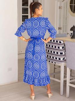Aspiga Maeve Floral Wrap Dress, Cobalt/White - view 2, Cobalt/White