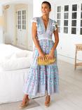 Aspiga Pippa Block Print Pure Organic Cotton Dress, Blue
