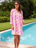 Aspiga Guadalupe Geometric Pure Organic Cotton Kaftan, Pink/Yellow