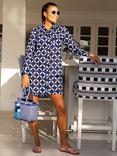 Aspiga Saffron Geometric Pure Organic Cotton Kaftan, Navy/White
