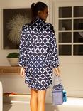 Aspiga Saffron Geometric Pure Organic Cotton Kaftan, Navy/White
