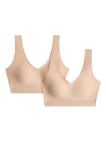 Chantelle Soft Stretch V-Neck Crop Top, Pack of 2, Nude Sand