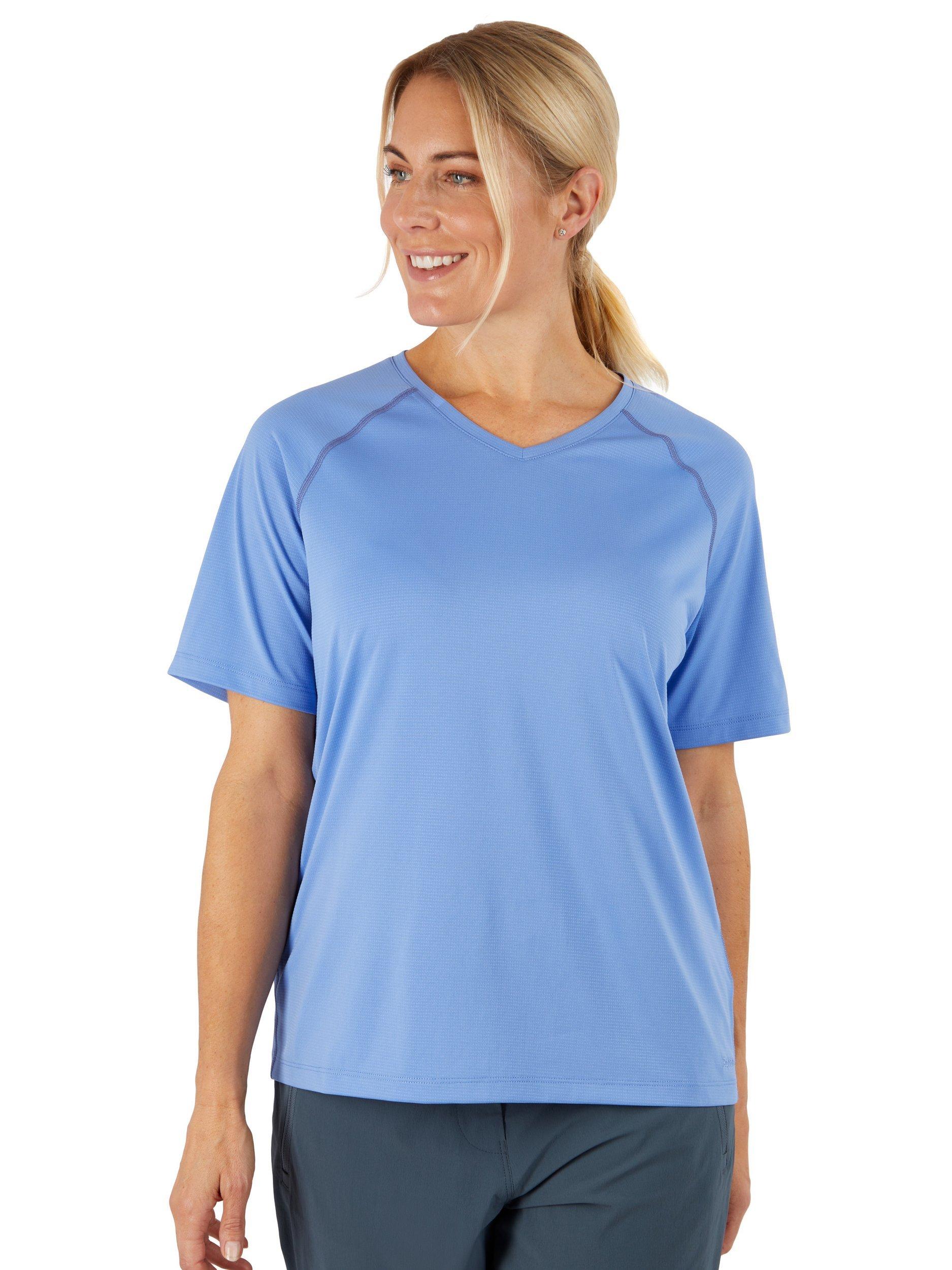 Product image 1 of 5, which shows Rohan Women's Cirrus Active Short Sleeve Jersey T-Shirt, Sorrento Blue, XS