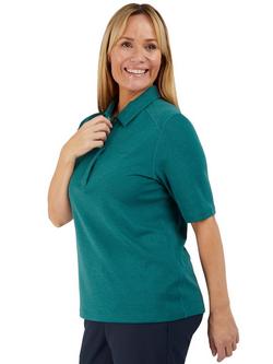 Rohan Women's Dale Sun-Protective Short Sleeve Polo Top, Pacific Green Marl