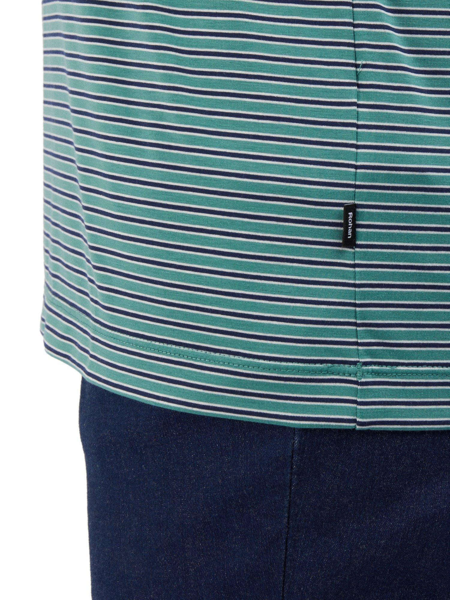 Product image 6 of 6, which shows Rohan Seashore Short Sleeve V-Neck Striped T-Shirt, Wave Green/Blue, XS