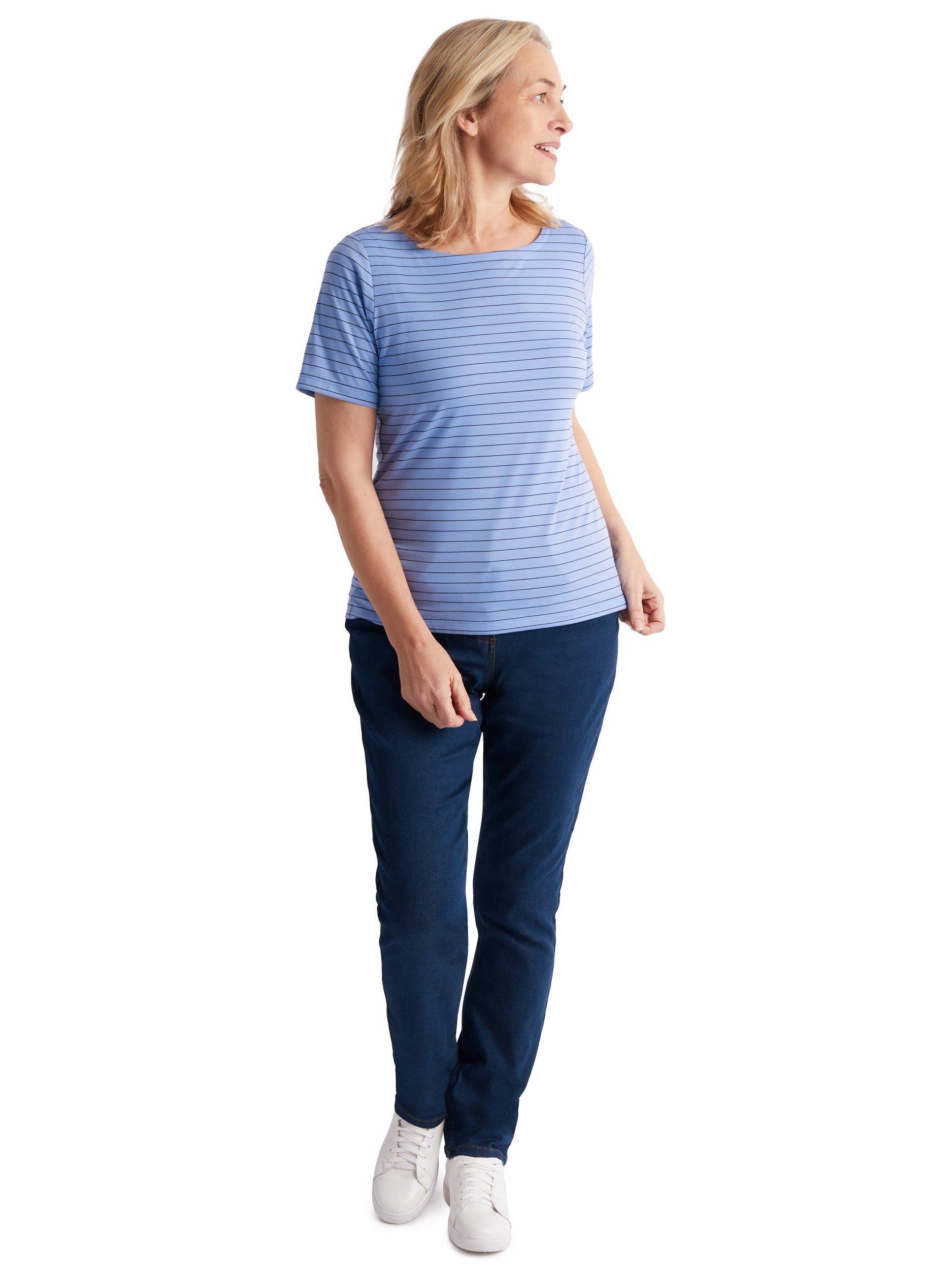 Product image 4 of 4, which shows Rohan Shoreline Short Sleeve Striped T-Shirt, Blue, S