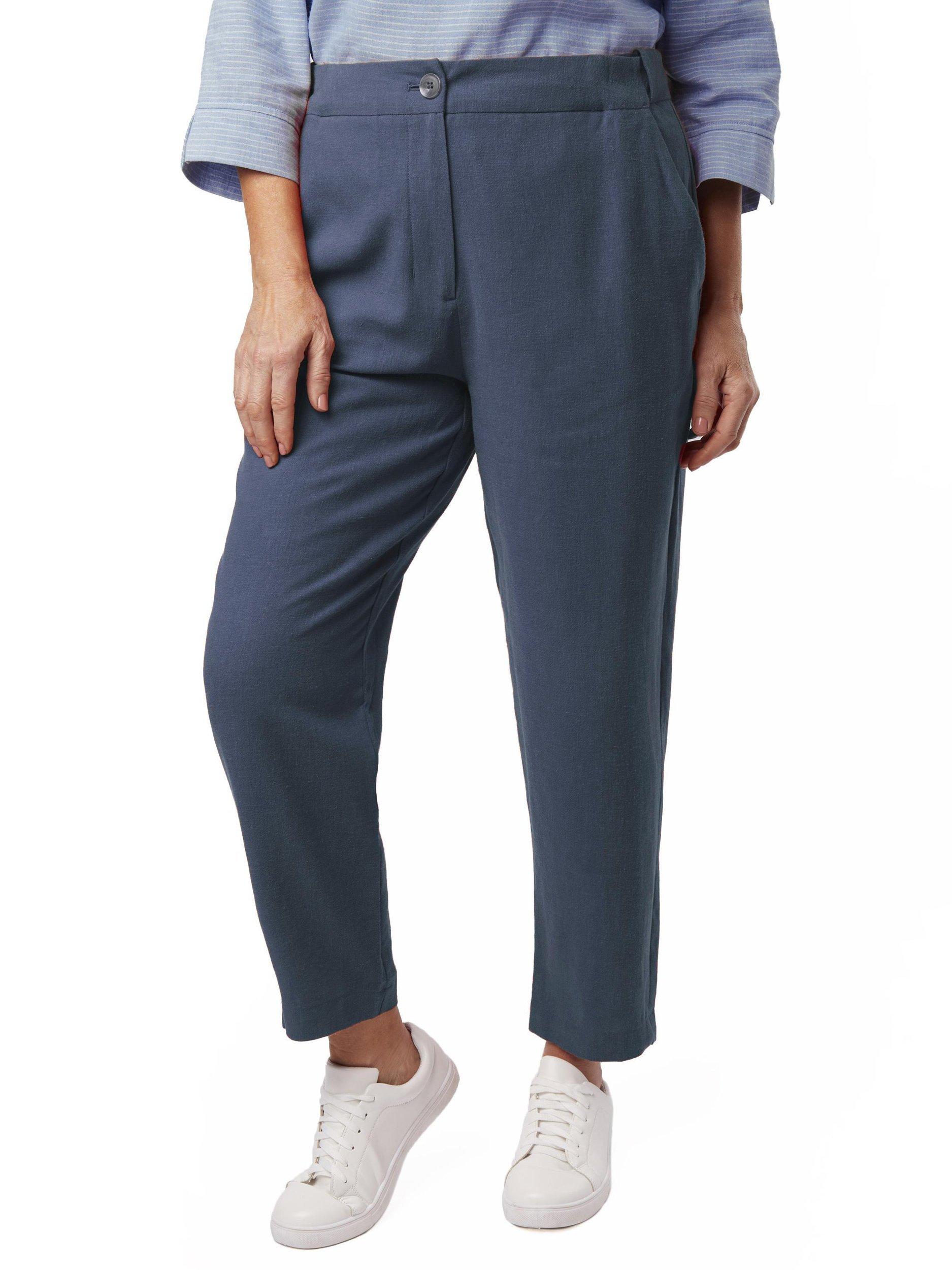 Product image 1 of 4, which shows Rohan Women's Brisa Linen Lightweight Trousers, Ocean Blue, 8S