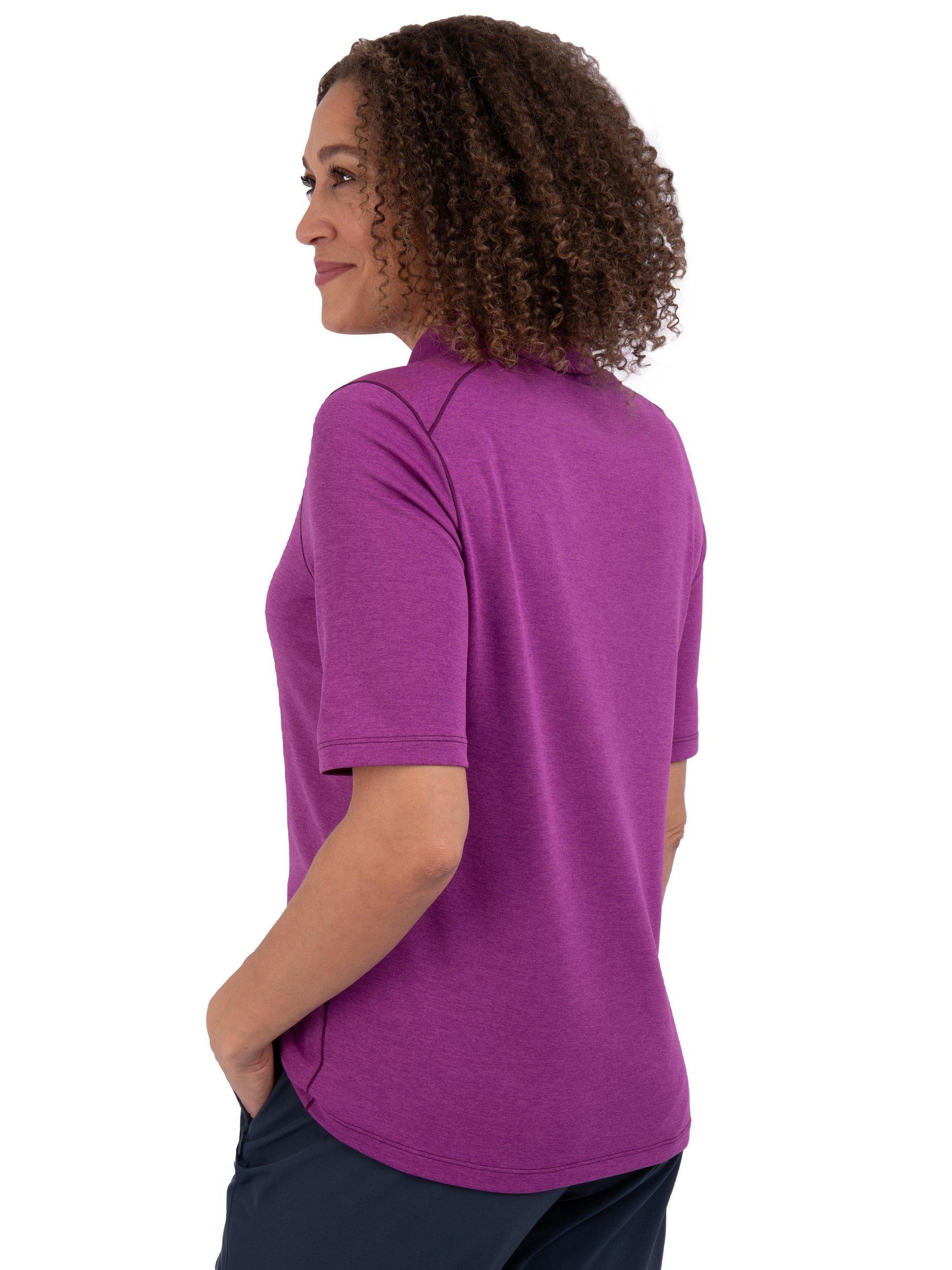 Product image 2 of 5, which shows Rohan Women's Dale Sun-Protective Short Sleeve Polo Top, Allium Purple Marl, XS