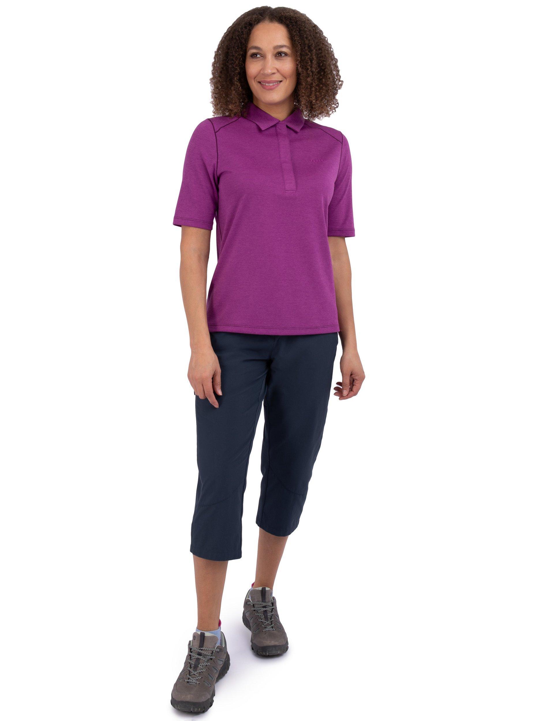 Product image 4 of 5, which shows Rohan Women's Dale Sun-Protective Short Sleeve Polo Top, Allium Purple Marl, XS