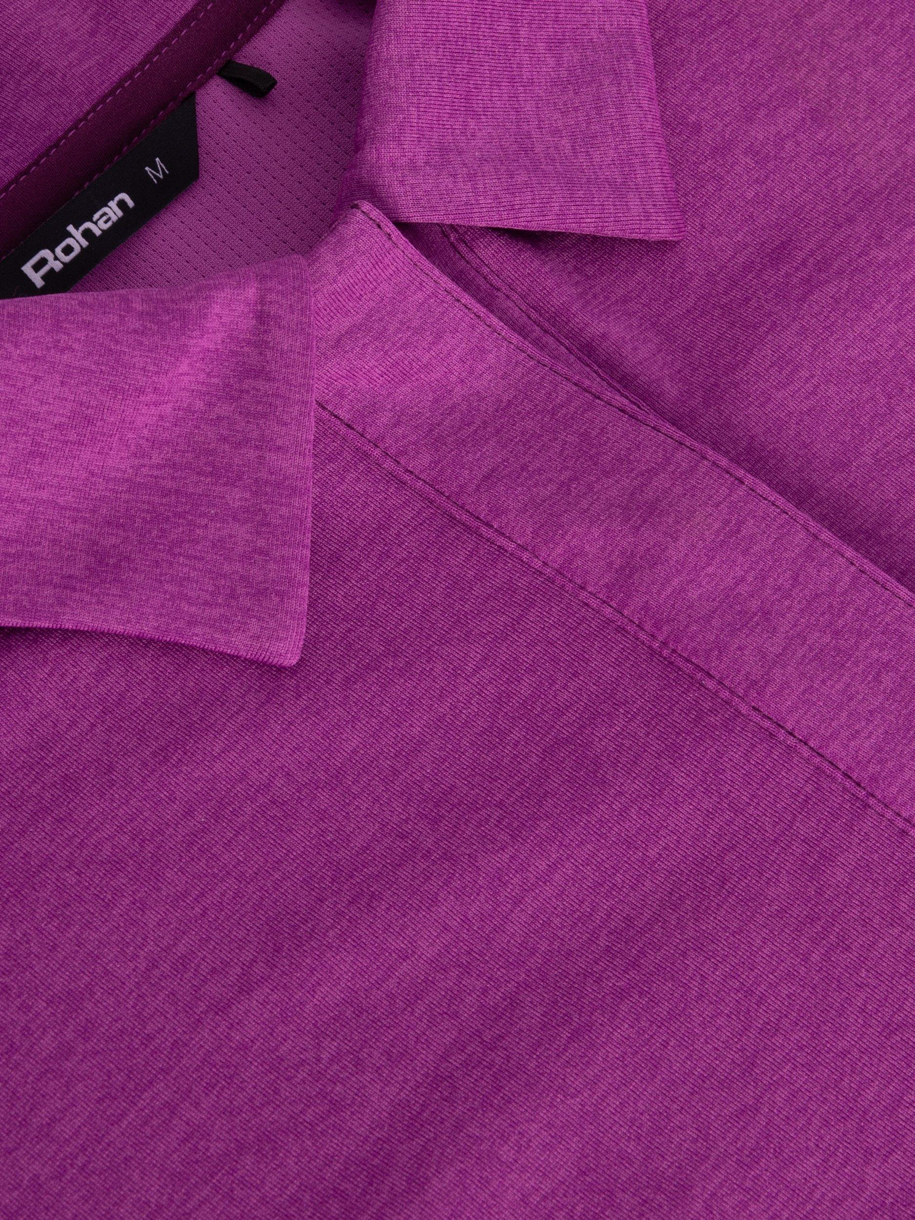 Product image 5 of 5, which shows Rohan Women's Dale Sun-Protective Short Sleeve Polo Top, Allium Purple Marl, XS