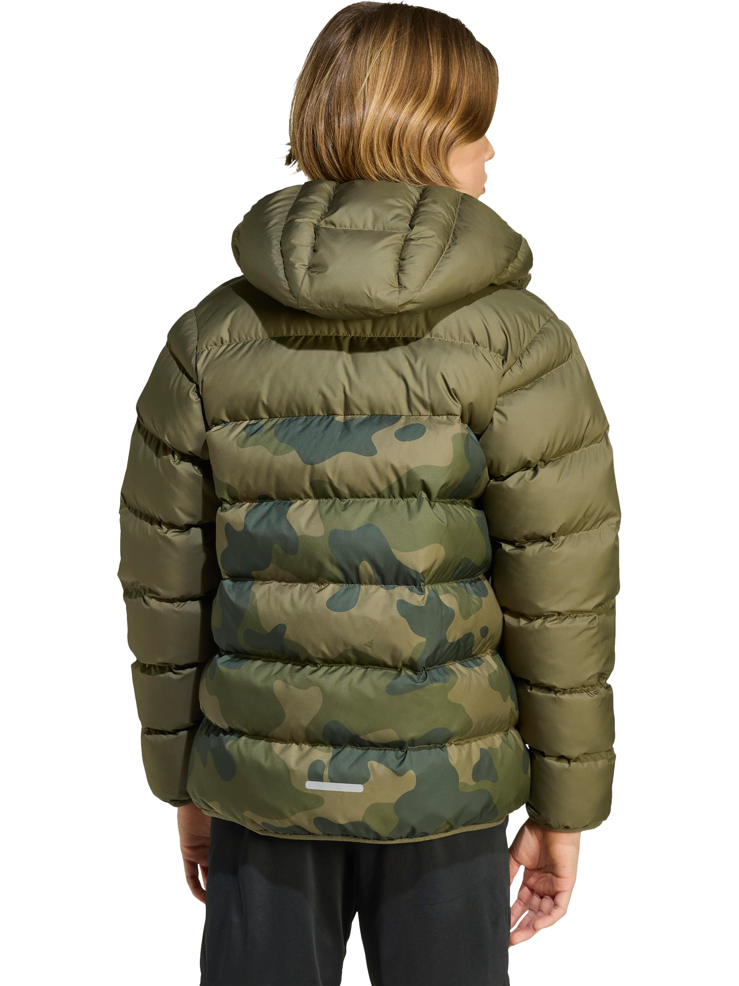 Product image 2 of 6, which shows adidas Kids' Hooded Puffer Jacket, Olive Strata, 9-10 years