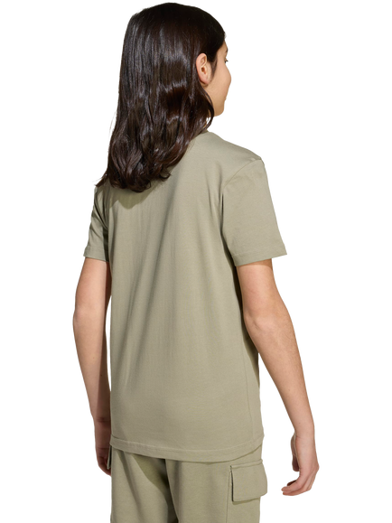 adidas Kids' Cotton Short Sleeved Logo T-Shirt, Silver Pebble/White - view 2, Silver Pebble/White