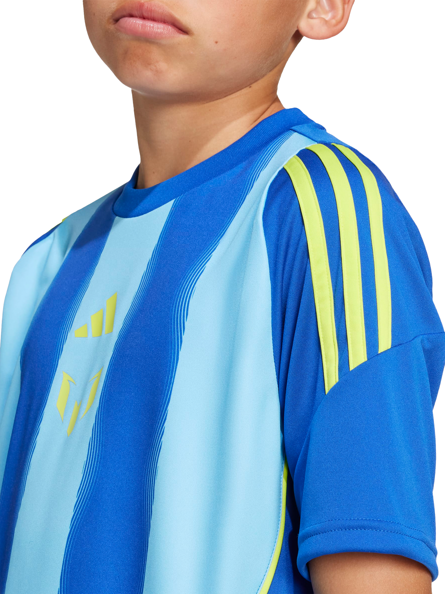Product image 5 of 7, which shows adidas Kids' Messi Short Sleeve Crew Neck Jersey, Royal Blue, 5-6 years