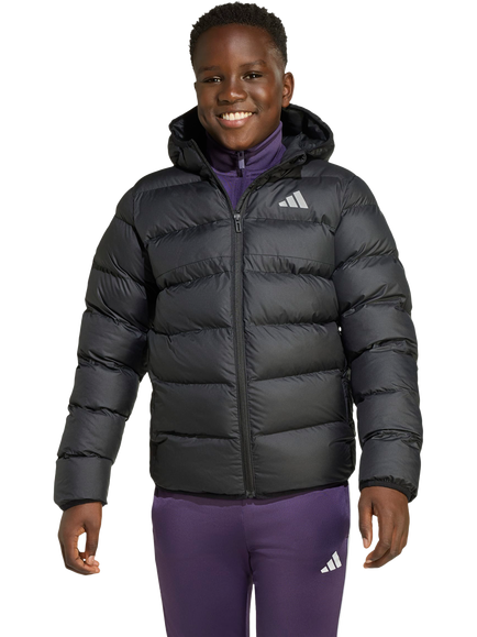 adidas Kids' Hooded Padded Jacket, Black, Black