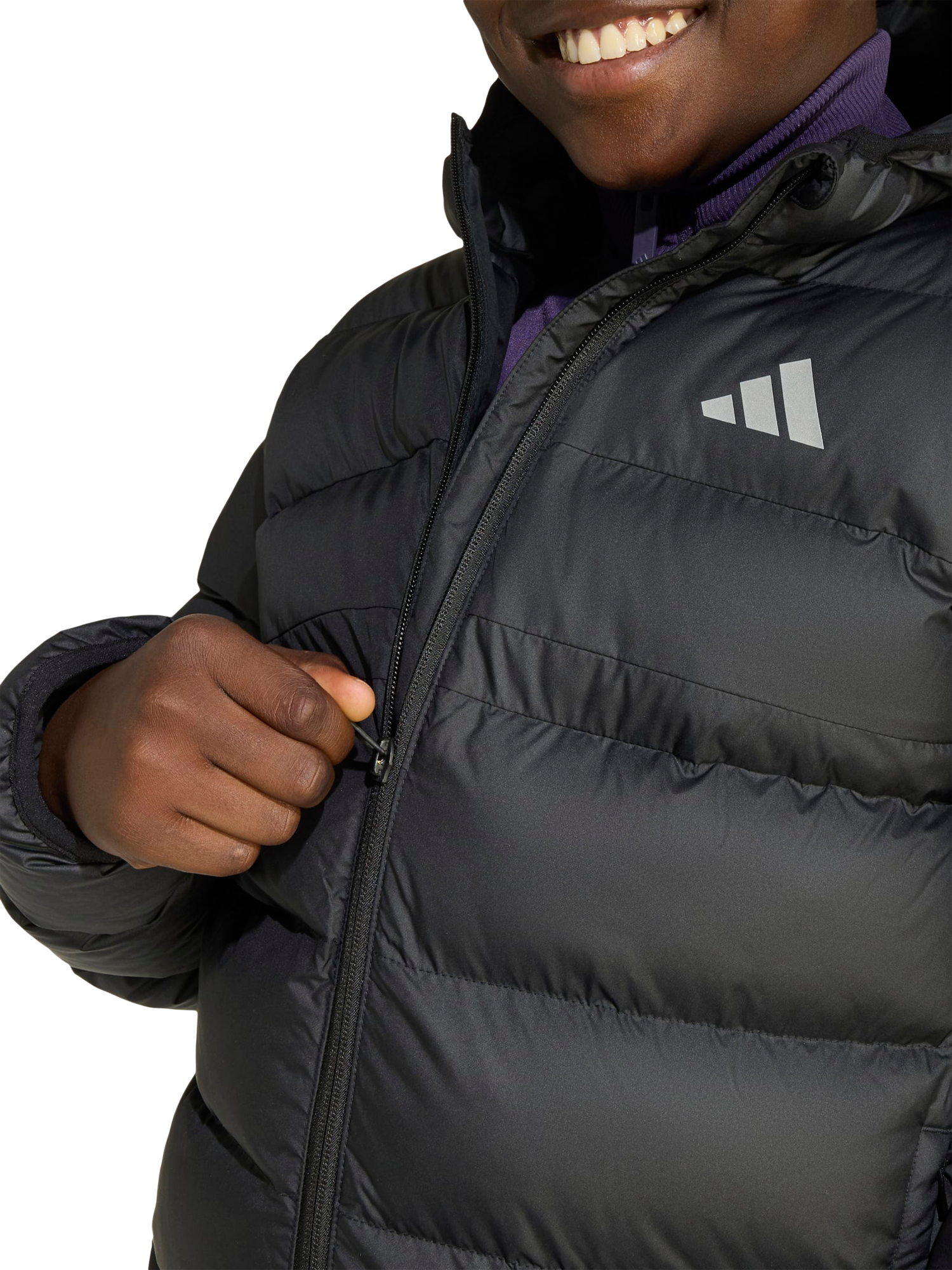 Product image 5 of 6, which shows adidas Kids' Hooded Padded Jacket, Black, 9-10 years
