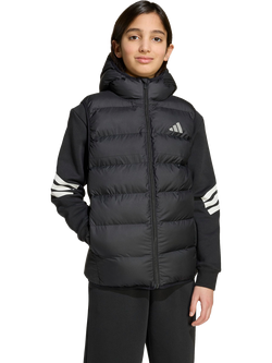 adidas Kids' Synthetic Down Padded Hooded Vest, Black, Black