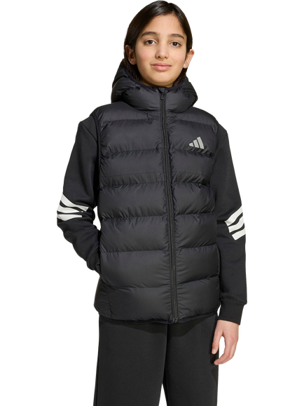 adidas Kids' Synthetic Down Padded Hooded Vest, Black, Black