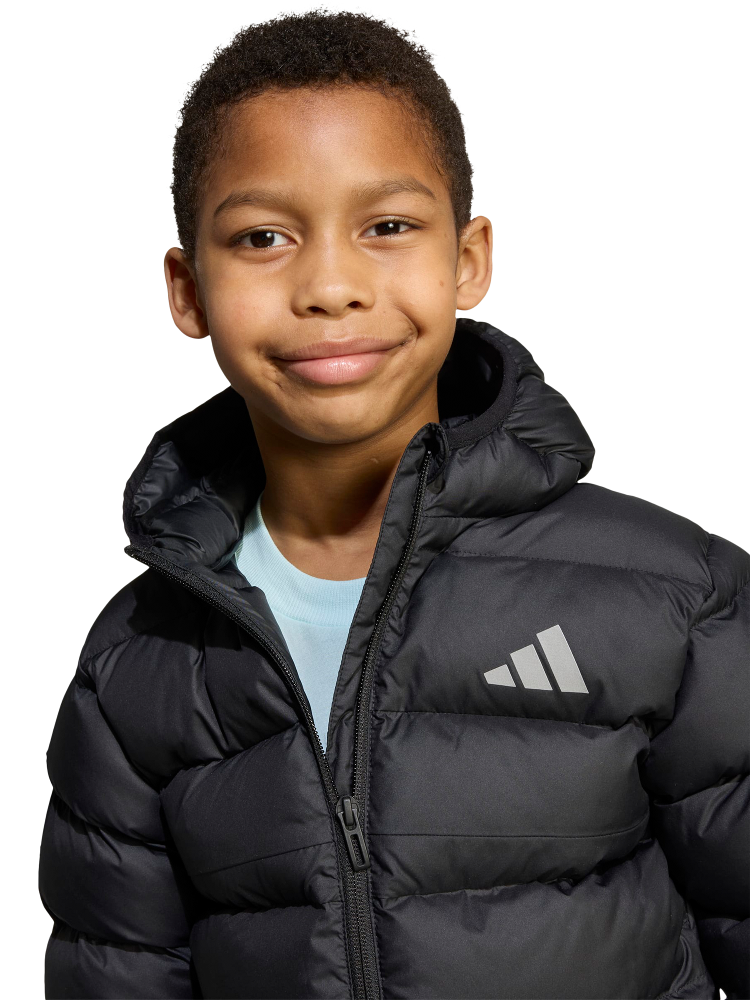 Product image 4 of 5, which shows adidas Kids' Hooded Padded Jacket, Black, 4-5 years