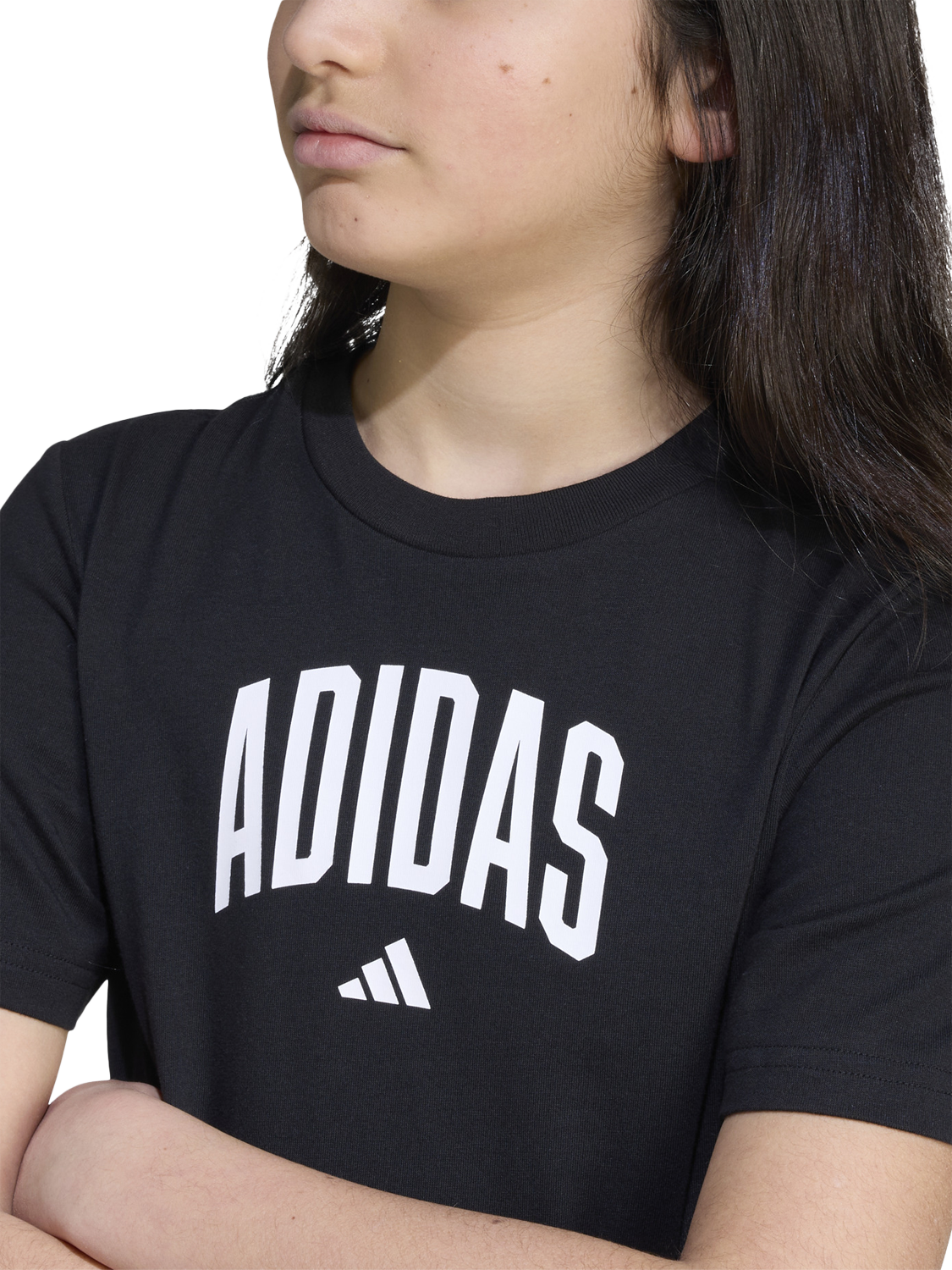 Product image 3 of 6, which shows adidas Kids' Cotton Collegiate Graphic T-Shirt, Black, 7-8 years