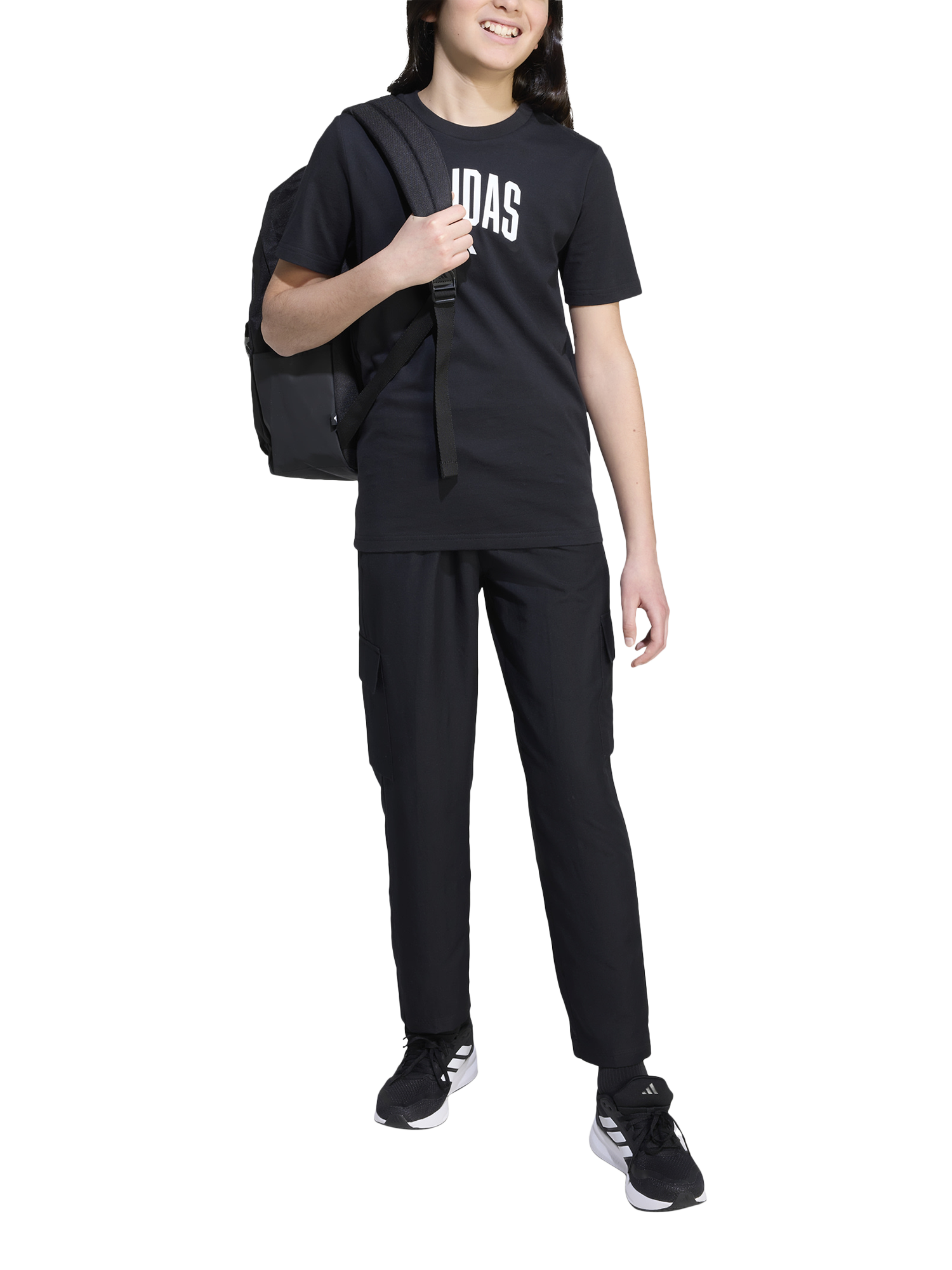 Product image 5 of 6, which shows adidas Kids' Cotton Collegiate Graphic T-Shirt, Black, 7-8 years