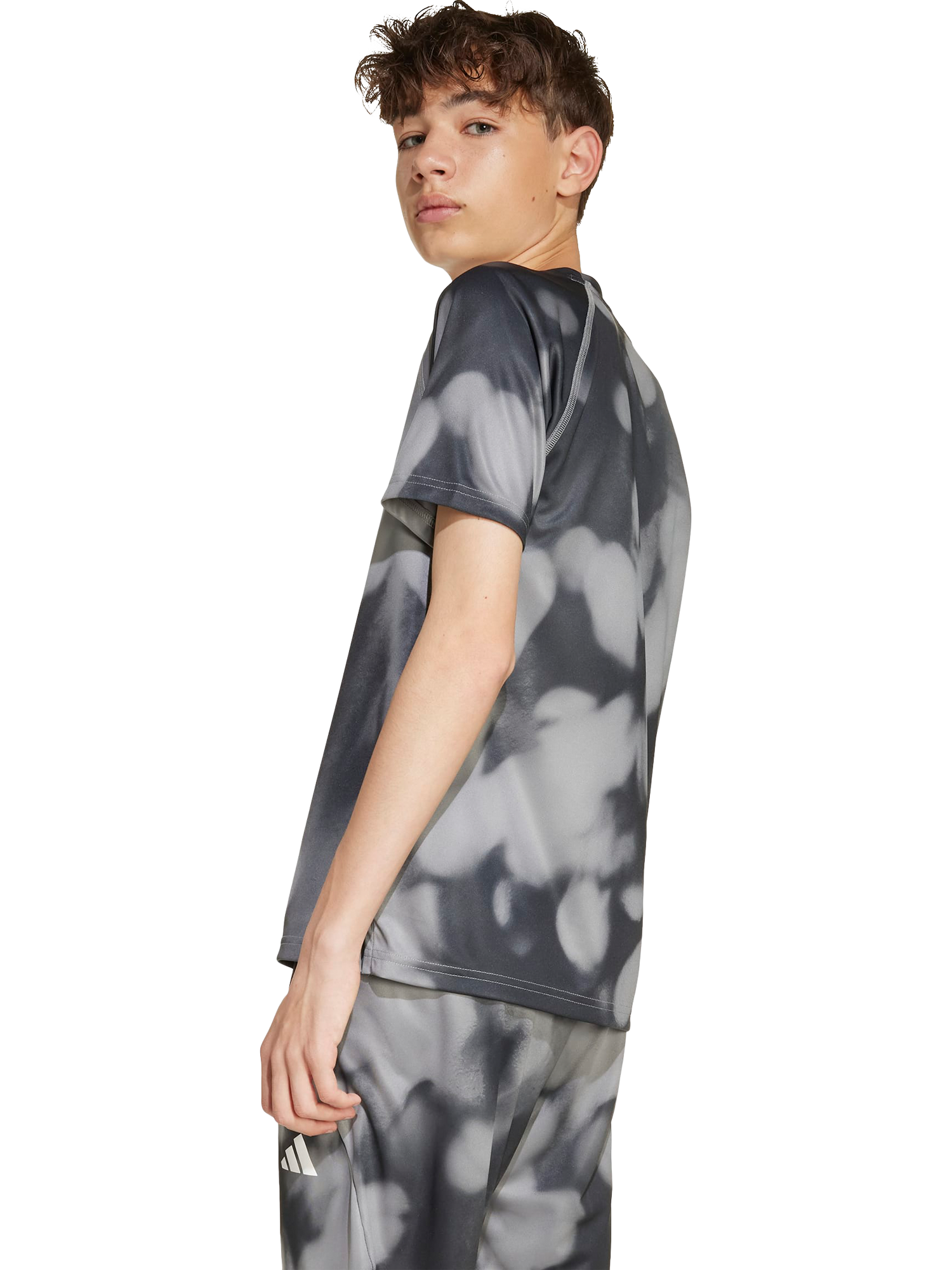 Product image 2 of 5, which shows adidas Kids' Short Sleeved Training T-Shirt, Carbon/Black, 5-6 years