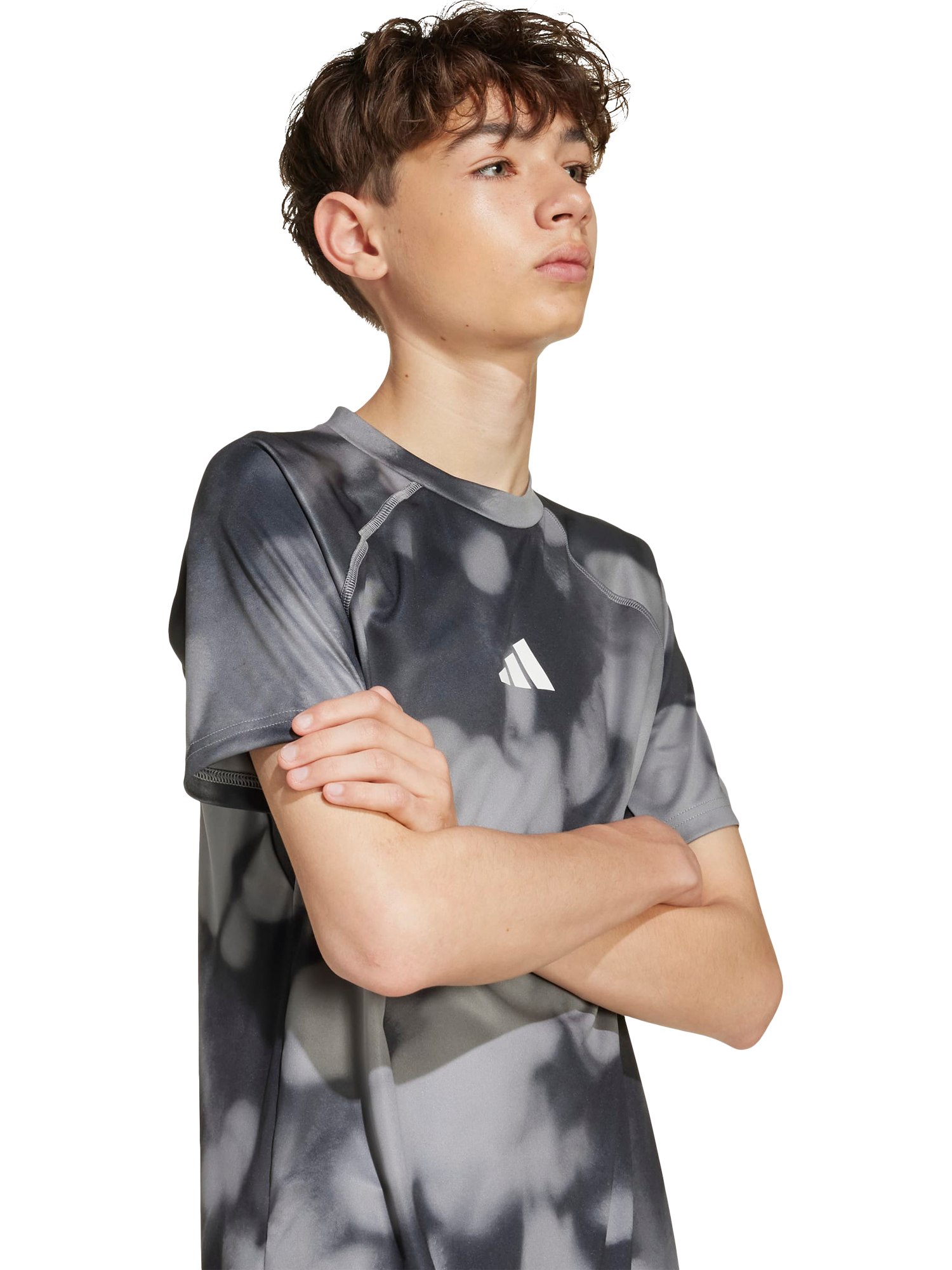 Product image 3 of 5, which shows adidas Kids' Short Sleeved Training T-Shirt, Carbon/Black, 5-6 years