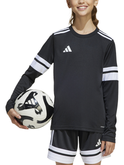 adidas Kids' Squadra25 Jersey Long Sleeve Top, Black/White, Black/White