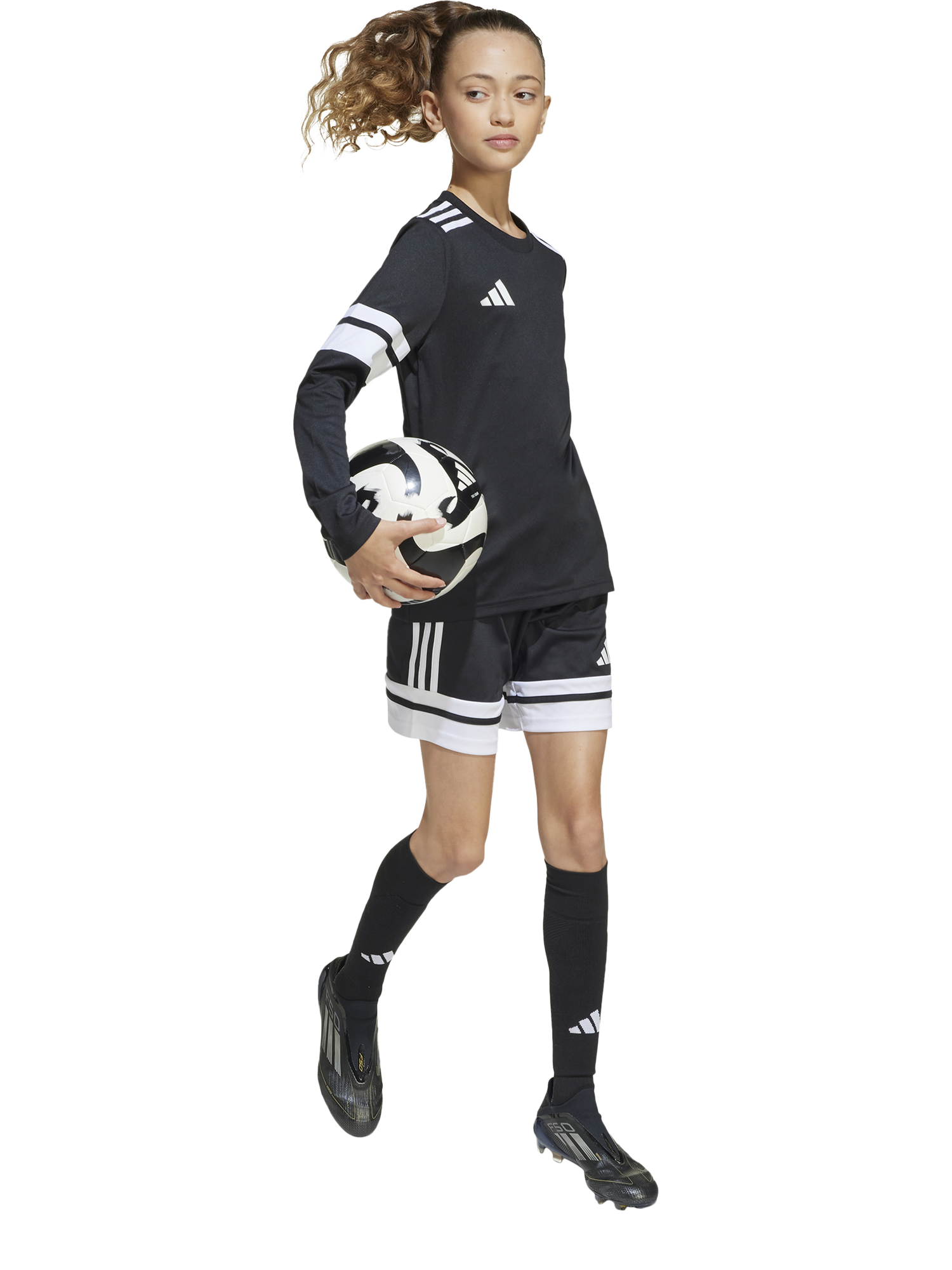 Product image 6 of 8, which shows adidas Kids' Squadra25 Jersey Long Sleeve Top, Black/White, 5-6 years