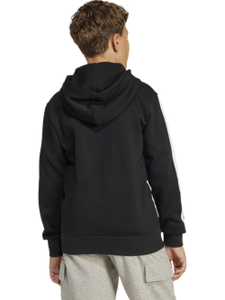 adidas Kids' Cotton Blend Essentials Full Zip Hoodie - view 2, Black/White