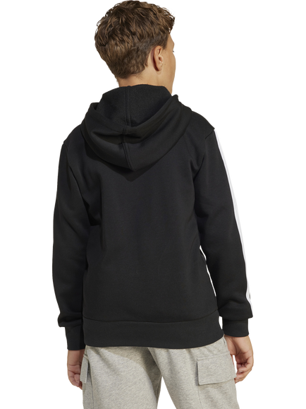 adidas Kids' Cotton Blend Essentials Full Zip Hoodie - view 2, Black/White