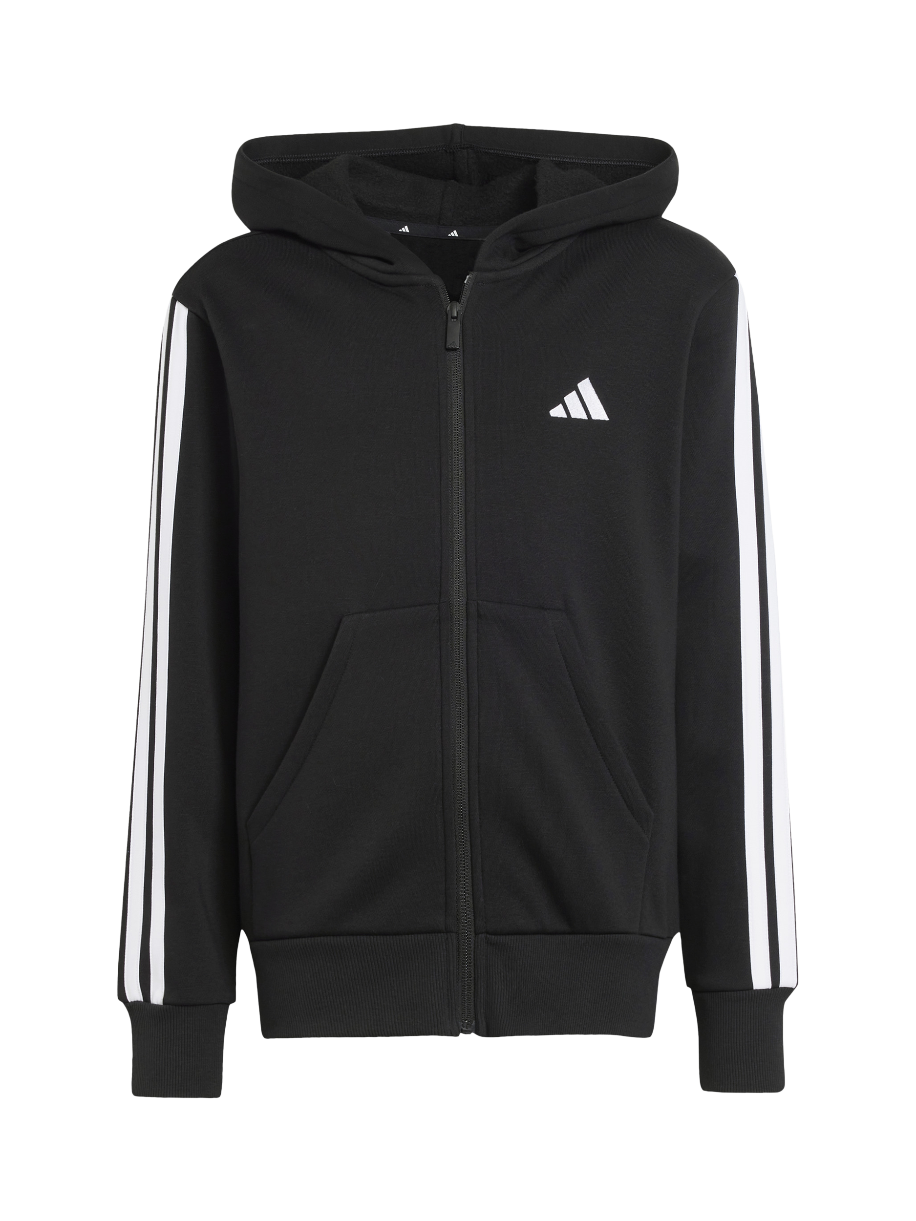 Product image 5 of 8, which shows adidas Kids' Cotton Blend Essentials Full Zip Hoodie, Black/White, 7-8 years