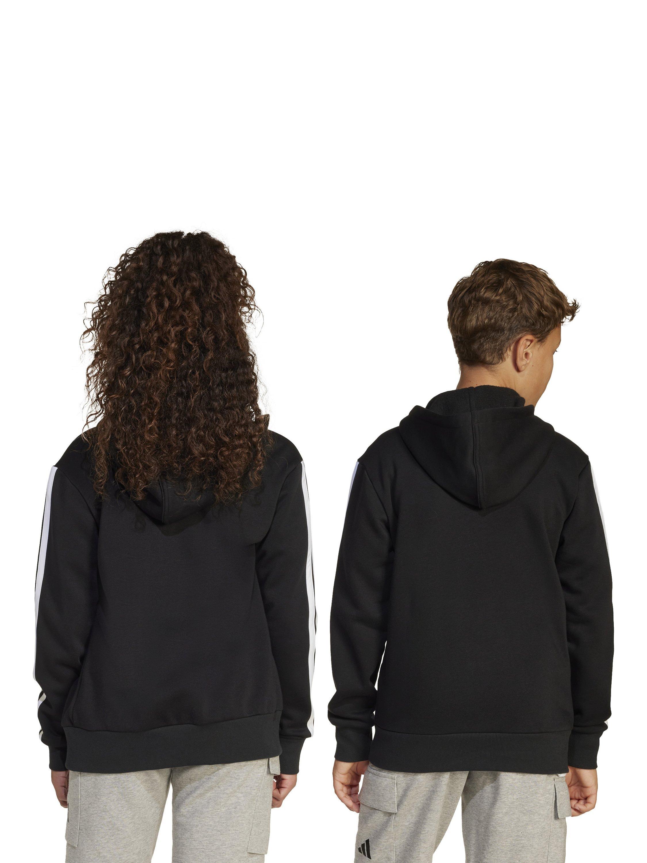 Product image 8 of 8, which shows adidas Kids' Cotton Blend Essentials Full Zip Hoodie, Black/White, 7-8 years