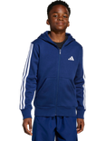 adidas Kids' Cotton Blend Essentials Full Zip Hoodie, Blue/White