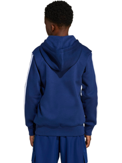adidas Kids' Cotton Blend Essentials Full Zip Hoodie - view 2, Blue/White
