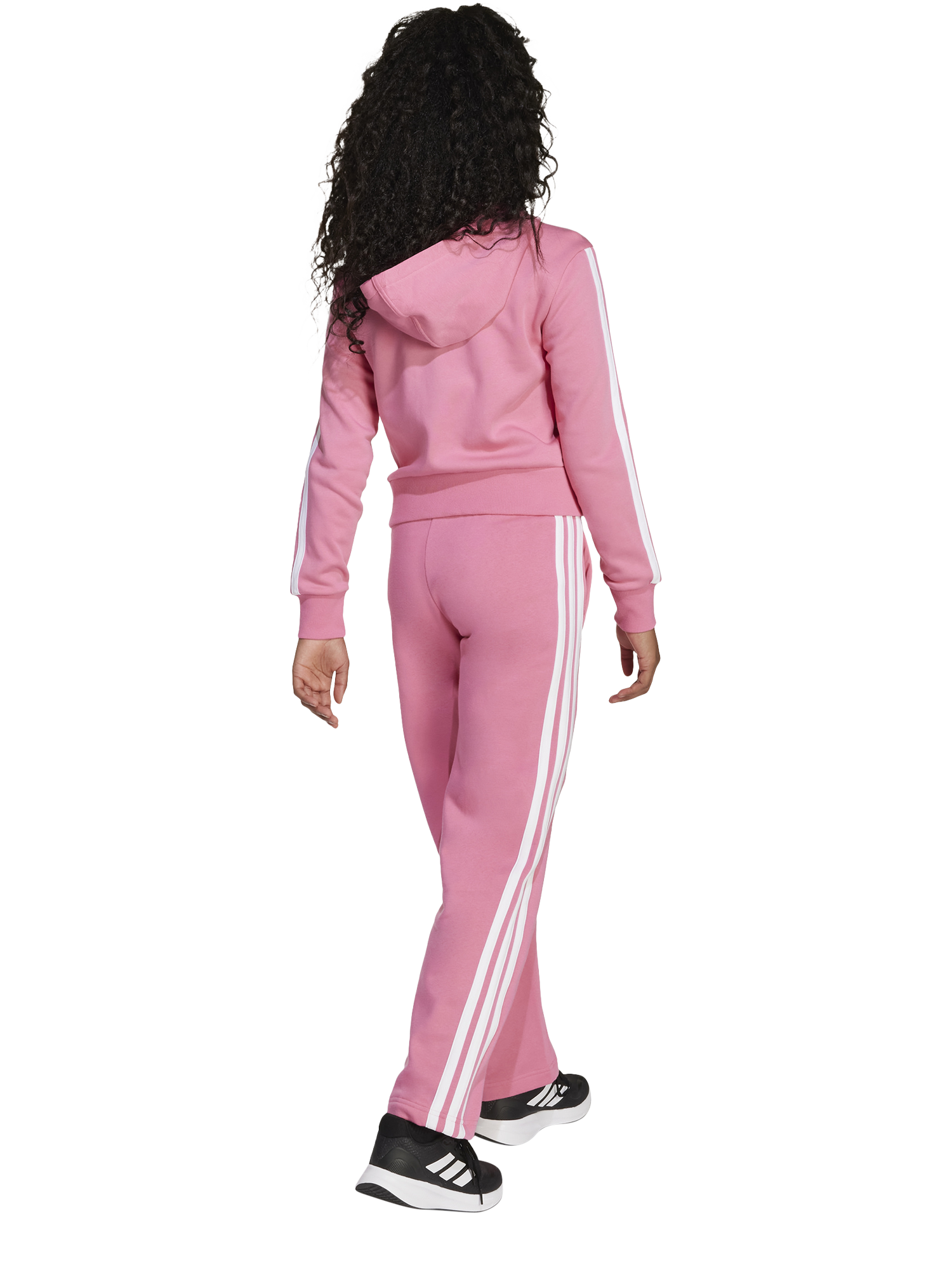 Product image 2 of 5, which shows adidas Kids' Cotton Blend Essentials Tracksuit, Pink/White, 7-8 years