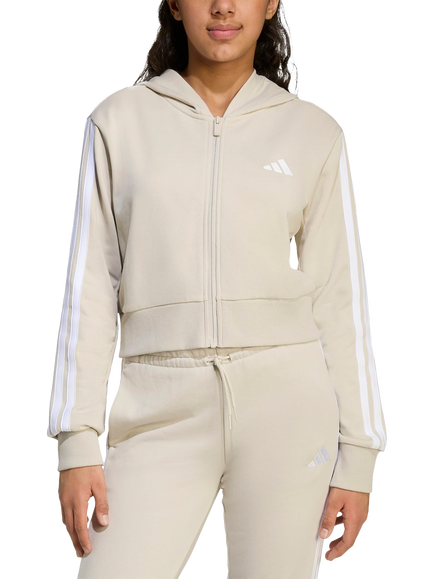 addias Kids' Cotton Blend Essentials Full Zip Hoodie, Wonalu/White