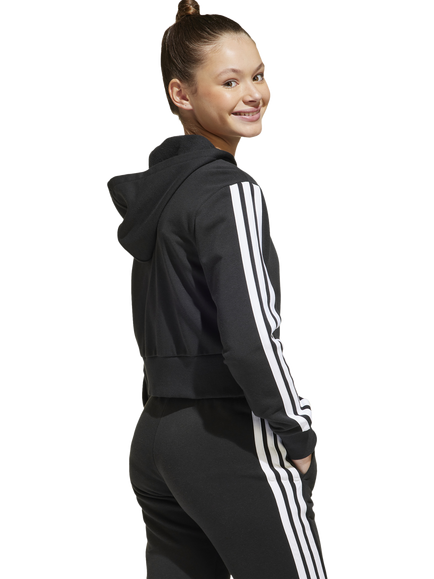 addias Kids' Cotton Blend Essentials Full Zip Hoodie - view 2, Black/White