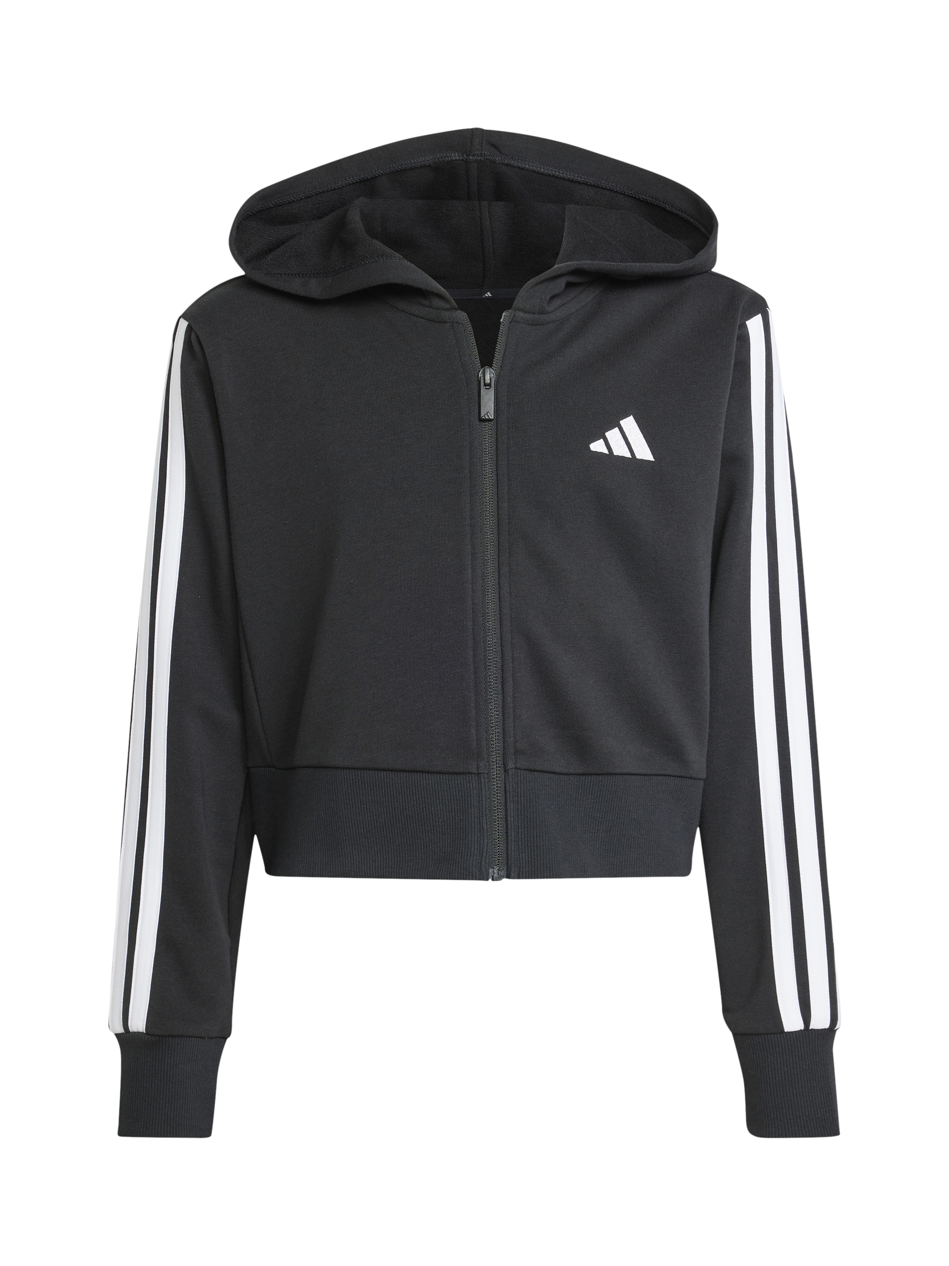 Product image 5 of 6, which shows addias Kids' Cotton Blend Essentials Full Zip Hoodie, Black/White, 7-8 years