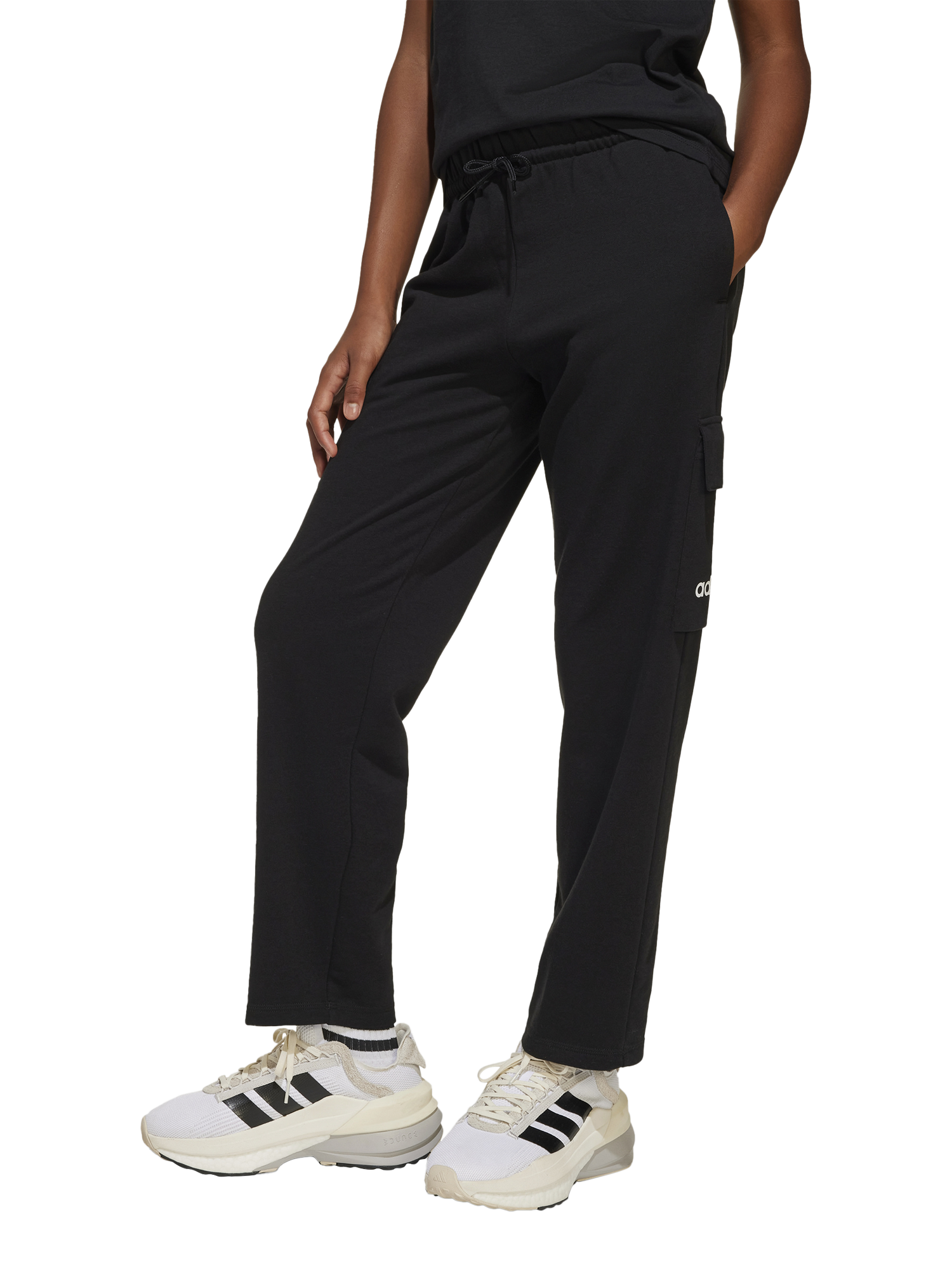 Product image 1 of 6, which shows adidas Kids' Essentials Cargo Trousers, Black/White, 7-8 years