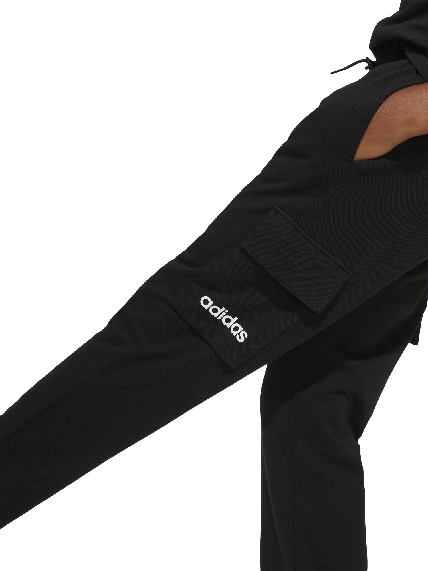 Product image 3 of 6, which shows adidas Kids' Essentials Cargo Trousers, Black/White, 7-8 years