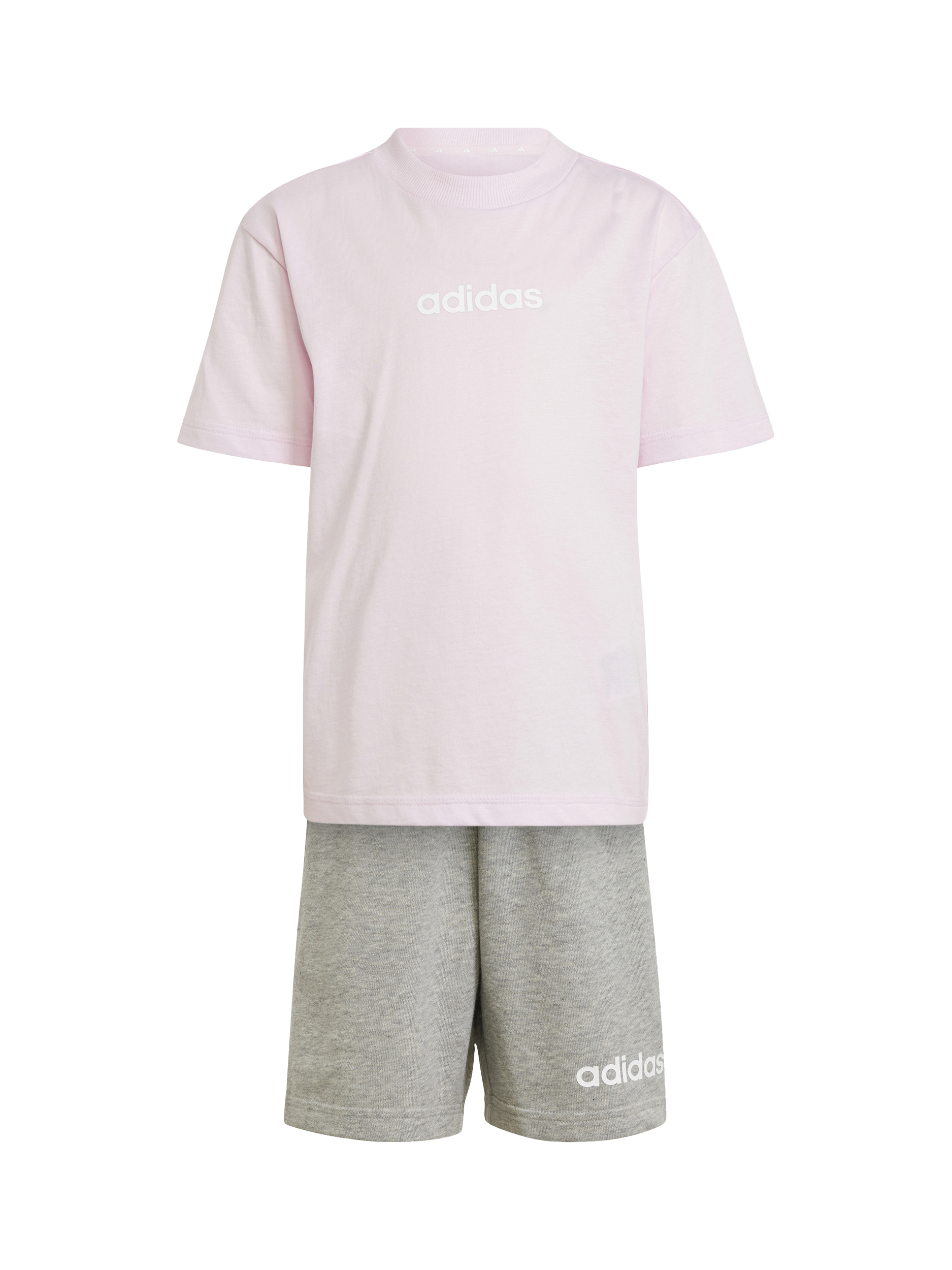 Product image 5 of 9, which shows adidas Kids' Unisex Cotton Essentials T-Shirt Set, Pink/Grey, 3-4 years