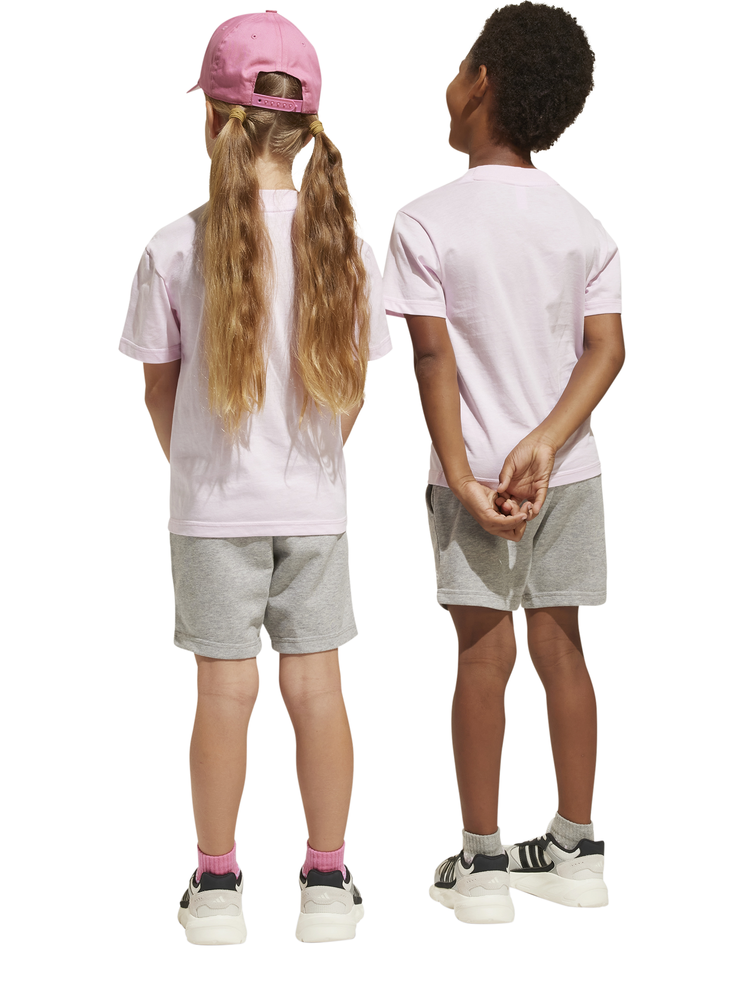 Product image 9 of 9, which shows adidas Kids' Unisex Cotton Essentials T-Shirt Set, Pink/Grey, 3-4 years