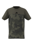 adidas Kids' Cotton Seasonal Essentials Camo T-Shirt, Olive/Black