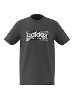 adidas Kids' Camo Linear Graphic T-Shirt, Grey, Grey