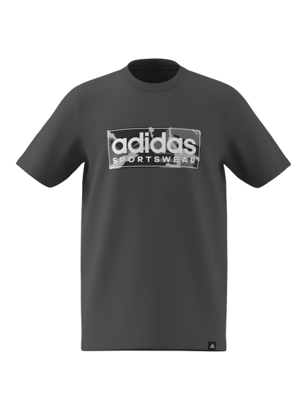 adidas Kids' Camo Linear Graphic T-Shirt, Grey, Grey