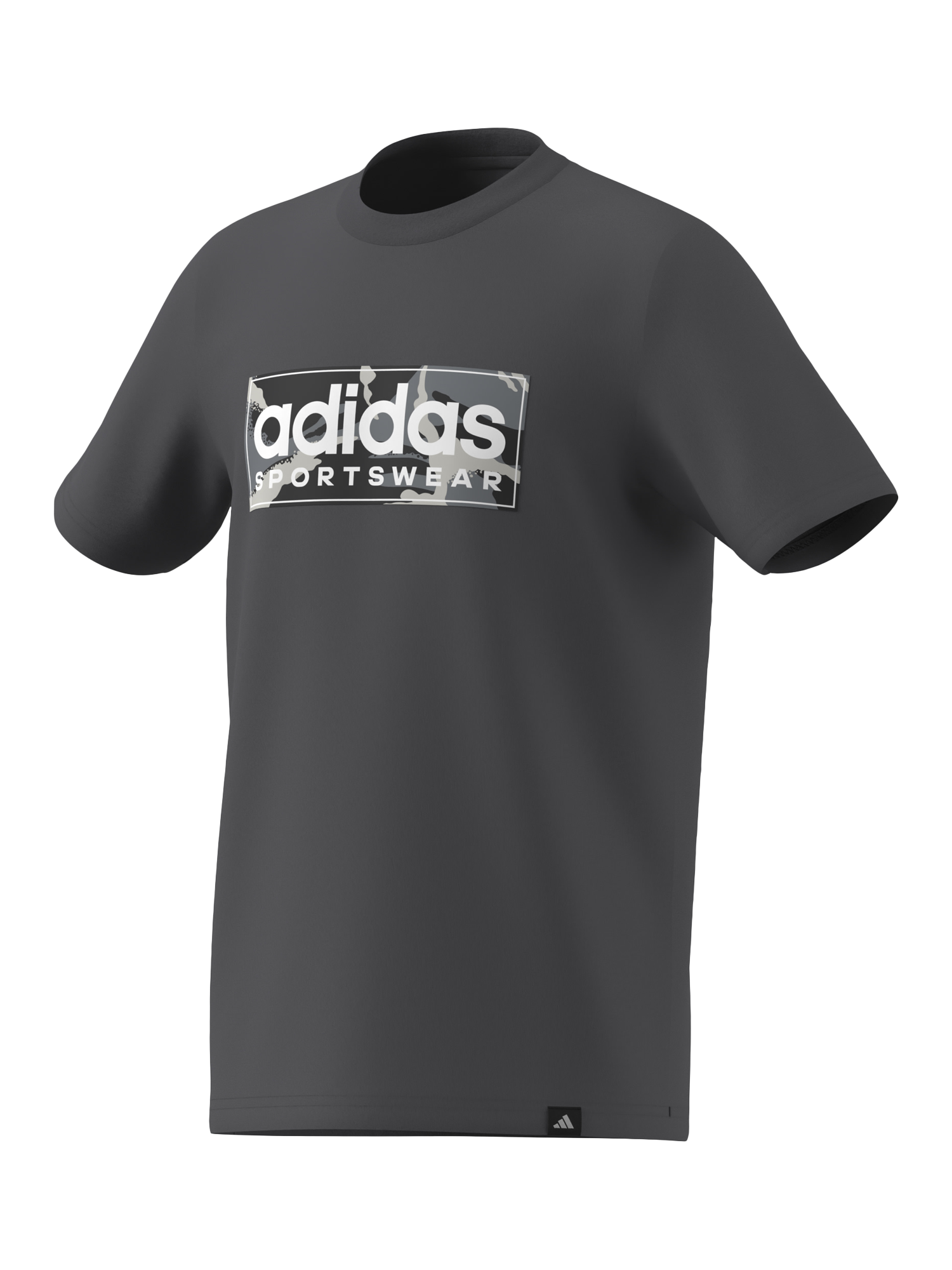 Product image 3 of 4, which shows adidas Kids' Camo Linear Graphic T-Shirt, Grey, 7-8 years