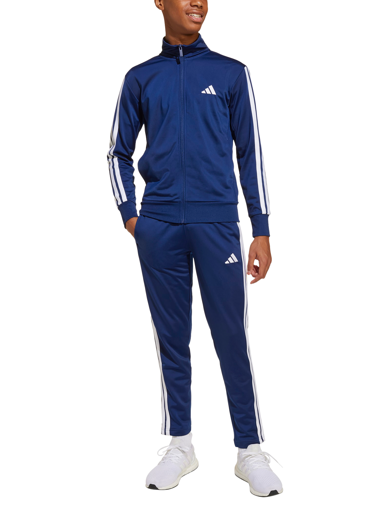 Product image 1 of 5, which shows adidas Kids' Essentials Tracksuit, Blue/White, 7-8 years