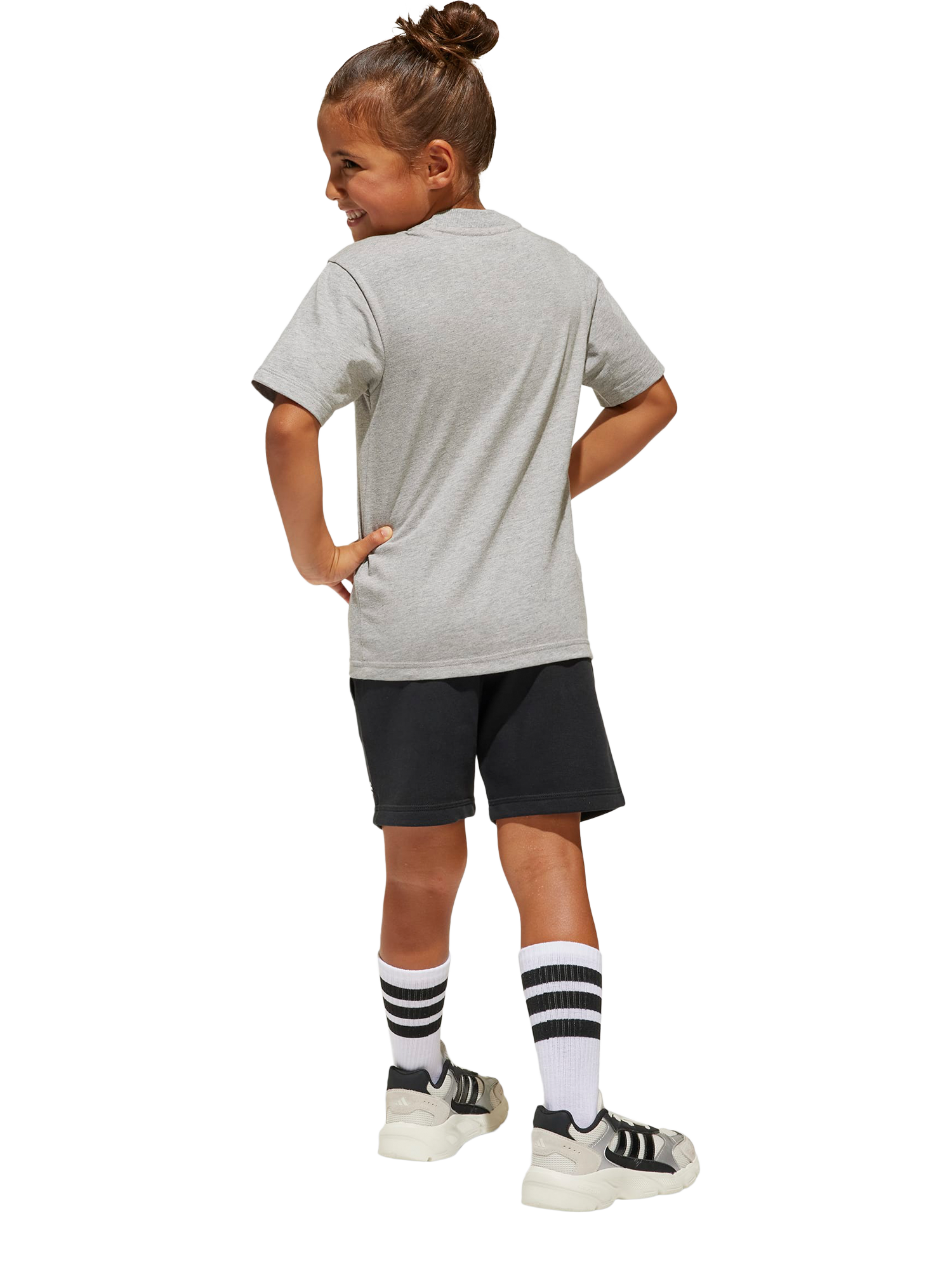 Product image 2 of 5, which shows adidas Kids' Essentials T-Shirt and Short Set, Grey/White, 3-4 years