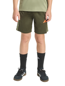 adidas Kids' Tiro25 Essentials Shorts, Black/Green, Black/Green