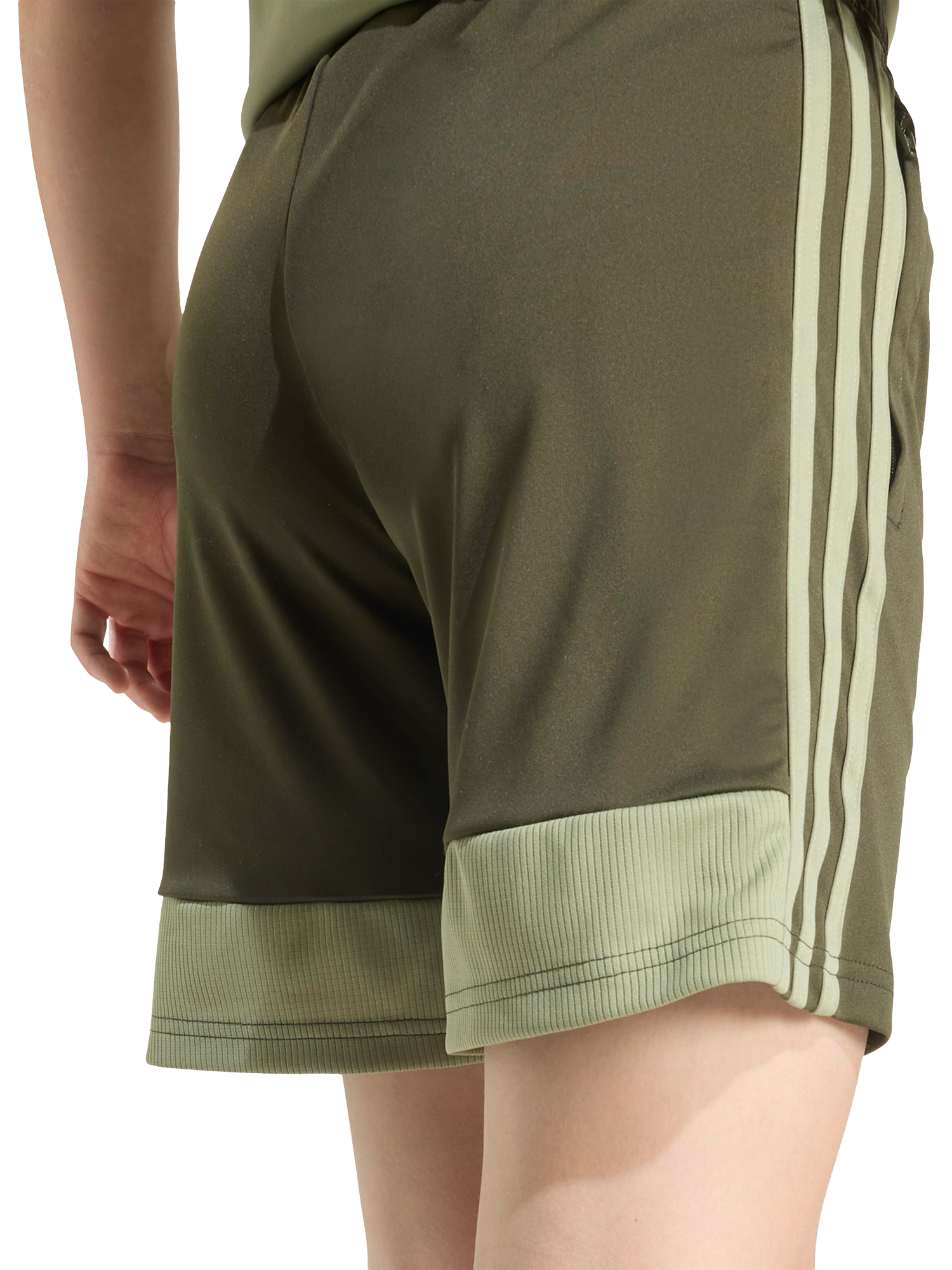 Product image 5 of 6, which shows adidas Kids' Tiro25 Essentials Shorts, Black/Green, 7-8 years